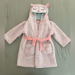 Cat & Jack Toddler Girl Hooded Llama Robe Size 4T/5T